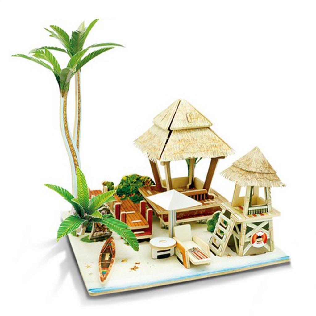 3D Jigsaw Wood Miniature 1/24 DIY Doll House Kit - Bali Life Scene Model