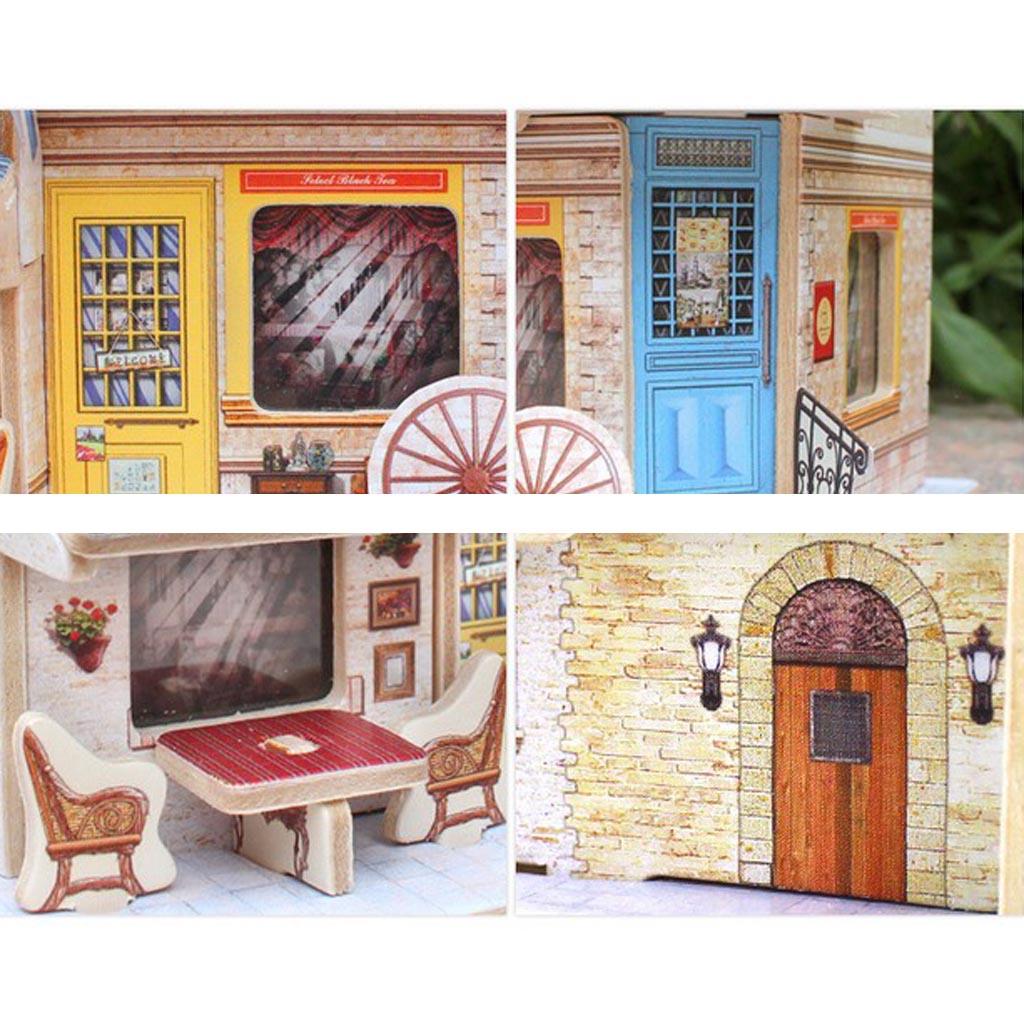1:24 DIY Miniature Dolls House Furniture Kit Kids X-mas Gifts -Tea House
