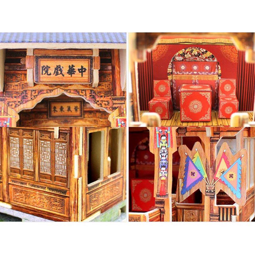 1/24 DIY Miniature Kits 3D Dollhouse w/ Furniture Chinese Theatre Gift Decor