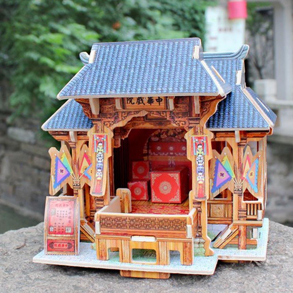 1/24 DIY Miniature Kits 3D Dollhouse w/ Furniture Chinese Theatre Gift Decor