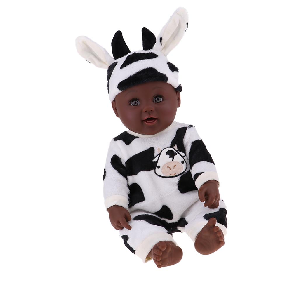 Lovely 19 Reborn African American Baby Boy Doll Vinyl Newborn Toddler Doll"