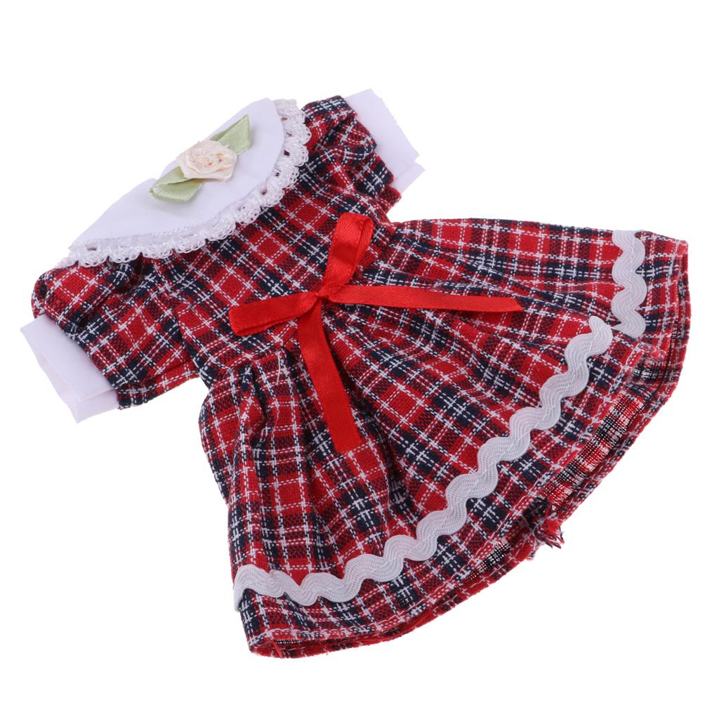 1/6 Cute Doll Party Dress Plaid Skirt Princess Dress For Night Lolita Doll