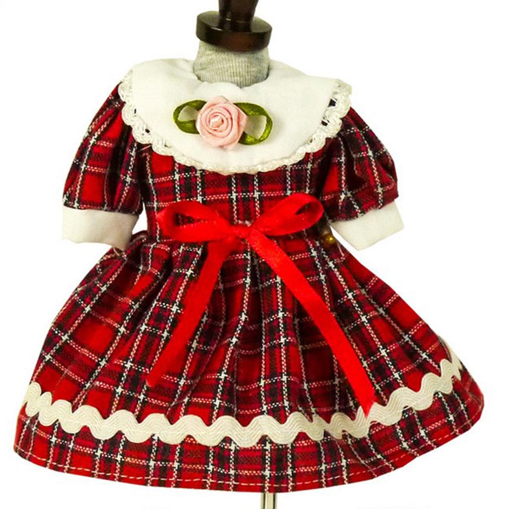 1/6 Cute Doll Party Dress Plaid Skirt Princess Dress For Night Lolita Doll