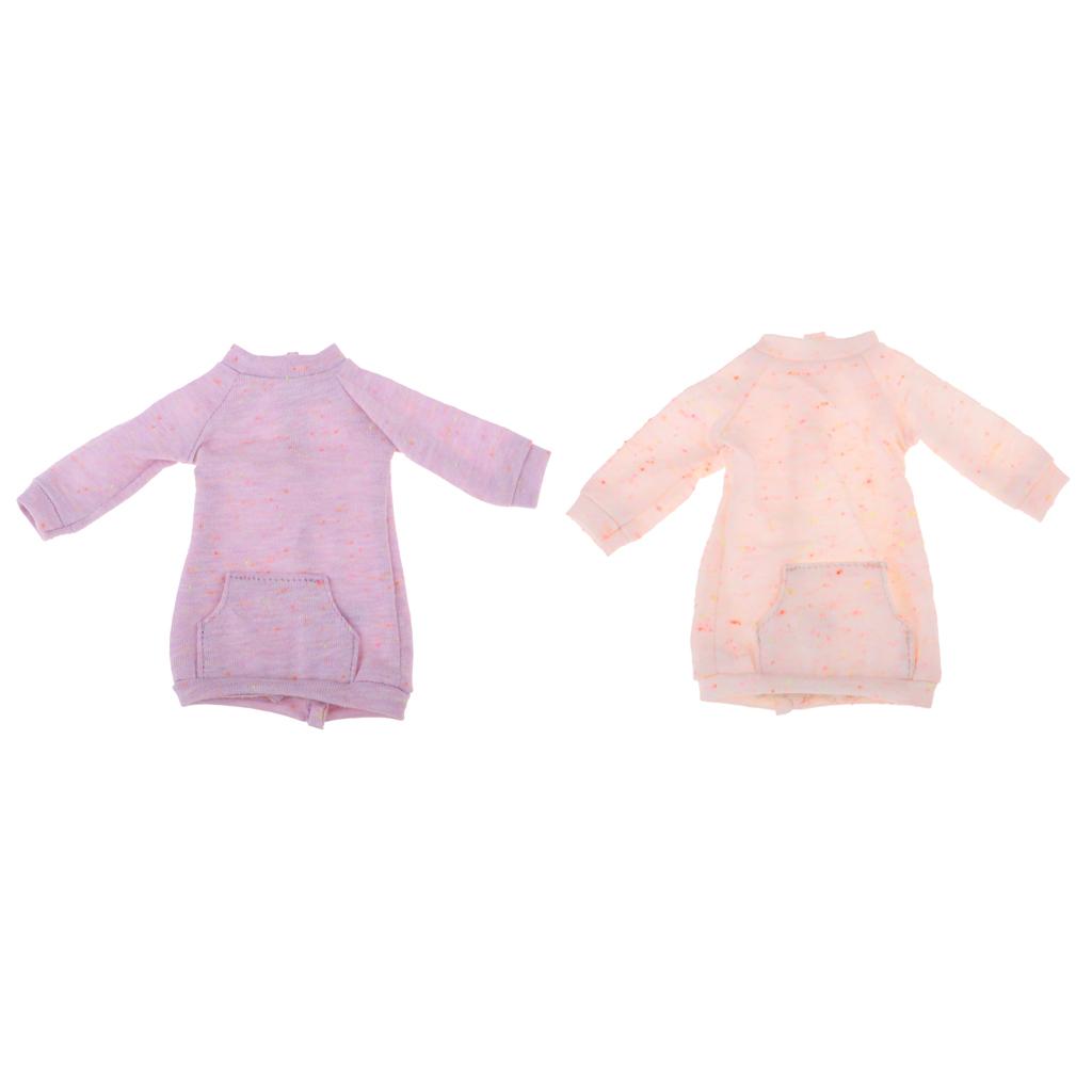 Fashion Doll Outfit Long Top Pullover Sweater For 1/6 Blythe Doll Purple