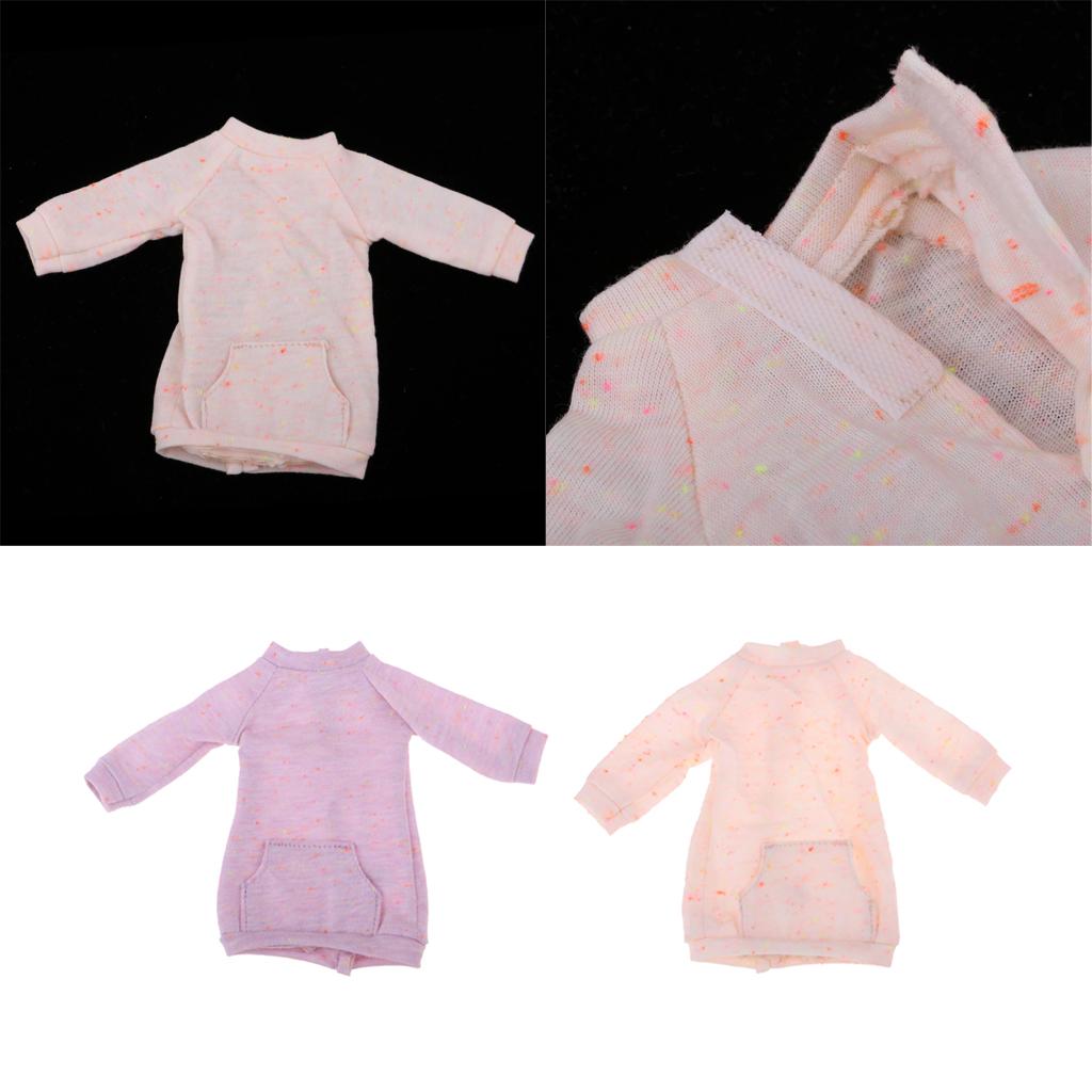 Fashion Doll Outfit Long Top Pullover Sweater For 1/6 Blythe Doll Purple