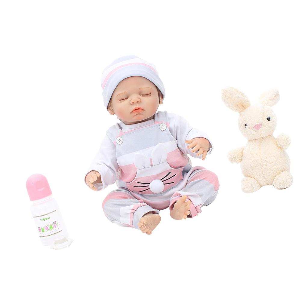 Lovely 18inch Reborn Doll Half Soft Silicone Newborn Baby Doll Clothes Set
