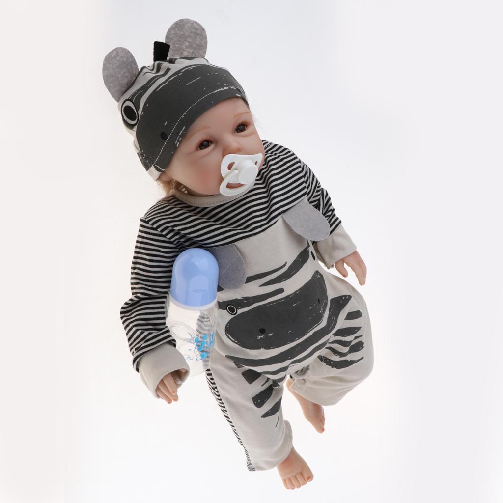 Lovely 20inch Reborn Doll Half Soft Silicone Newborn Baby Doll Black Clothes