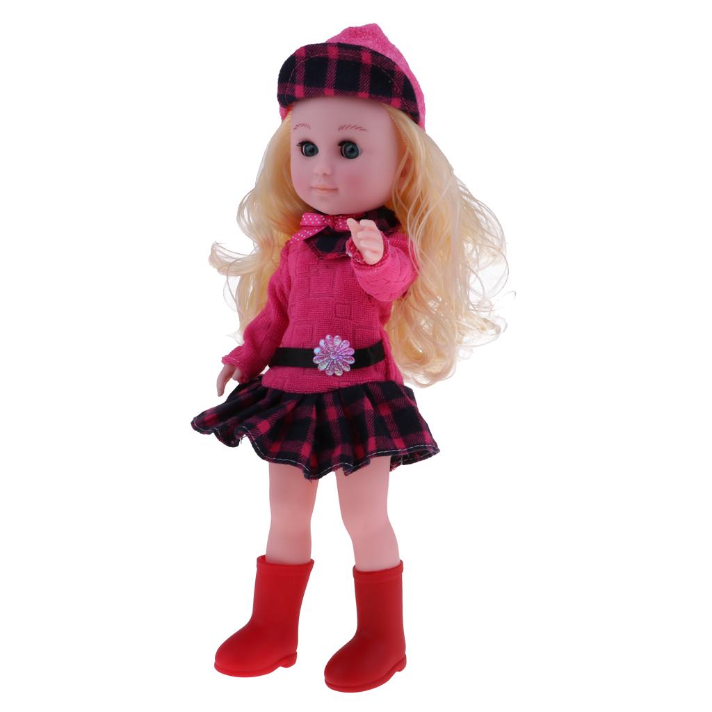 30cm Cute Vinyl Reborn Girl Doll in Plaid Dress Suit Kids Sleeping Toys Gift