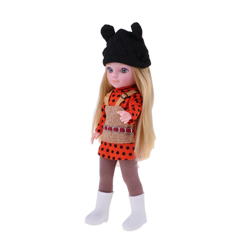 32cm Lifelike Vinyl Baby Girl Doll Reborn Infant Baby Doll in Orange Clothes
