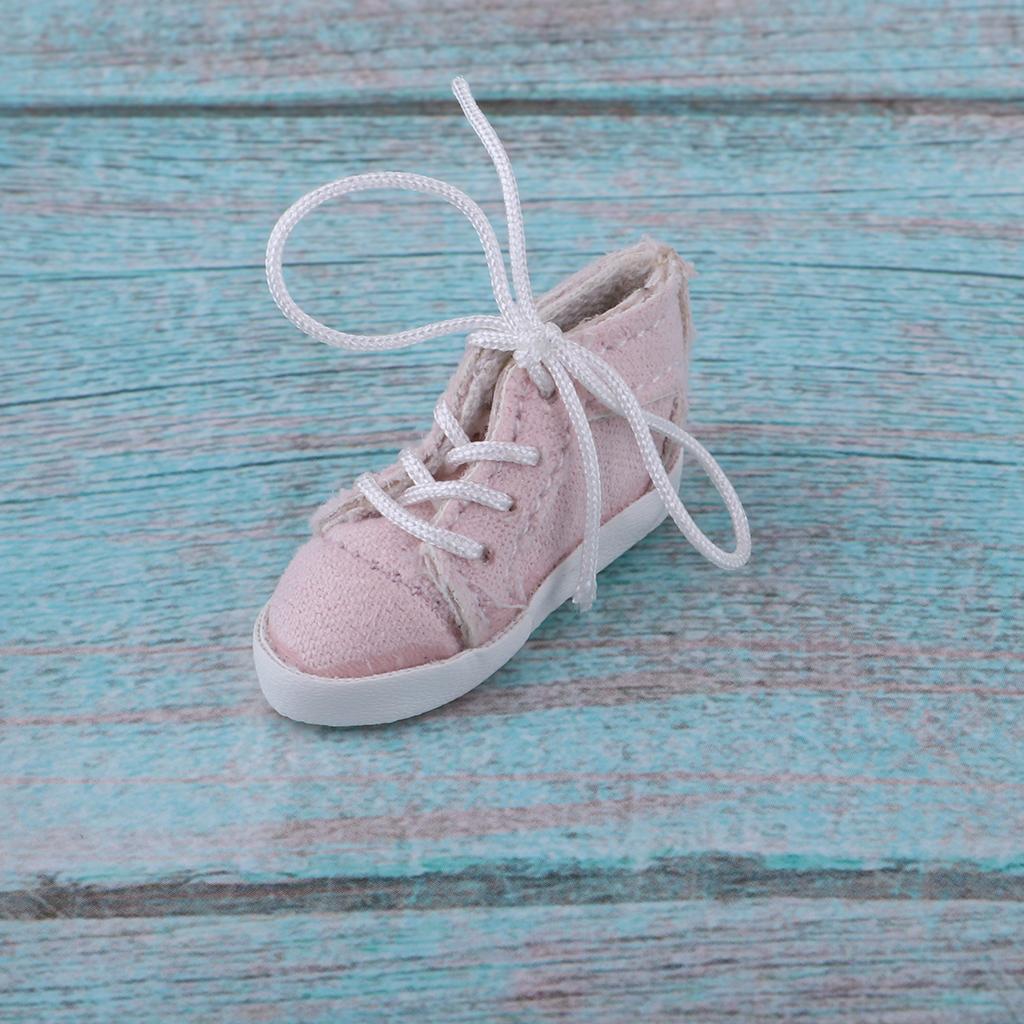 Fashion Lace Up Canvas Casual Shoes for 1/6 Blythe Doll Accs Light Pink