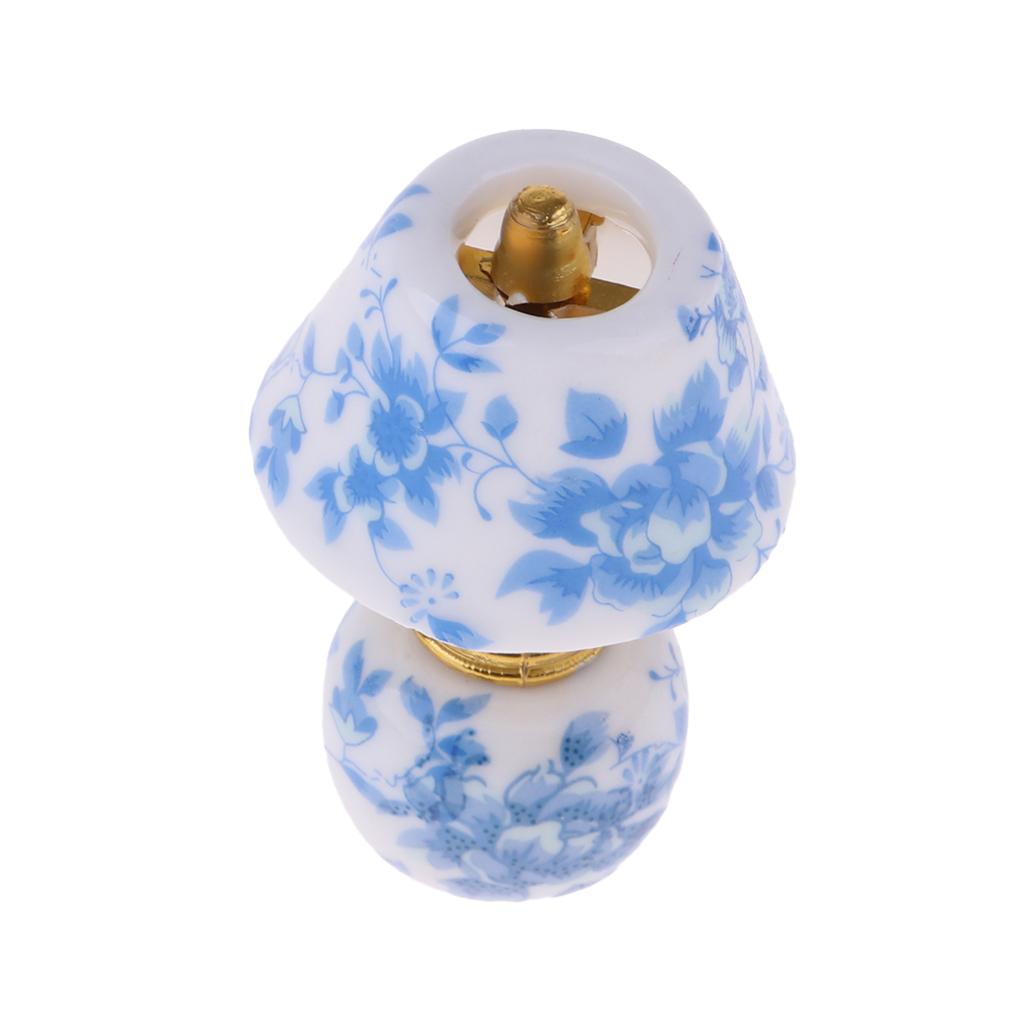 1/12 Dollhouse Miniature Furniture Porcelain Bedside Lamp Light Desk Lamp E