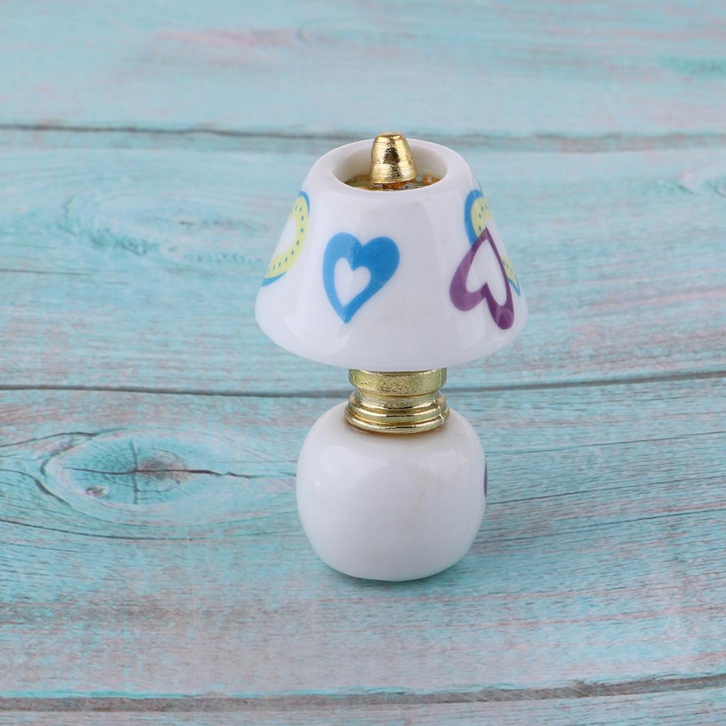 1/12 Dollhouse Miniature Furniture Porcelain Bedside Lamp Light Desk Lamp I