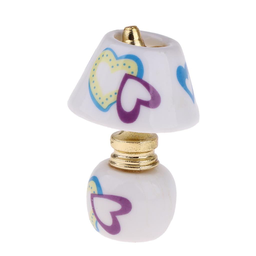 1/12 Dollhouse Miniature Furniture Porcelain Bedside Lamp Light Desk Lamp I
