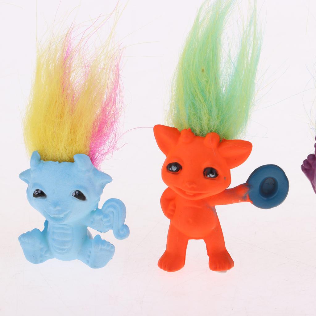Chromatic 6 Pieces Cartoon Lucky Troll Doll Pencil Topper Mini Action Figure