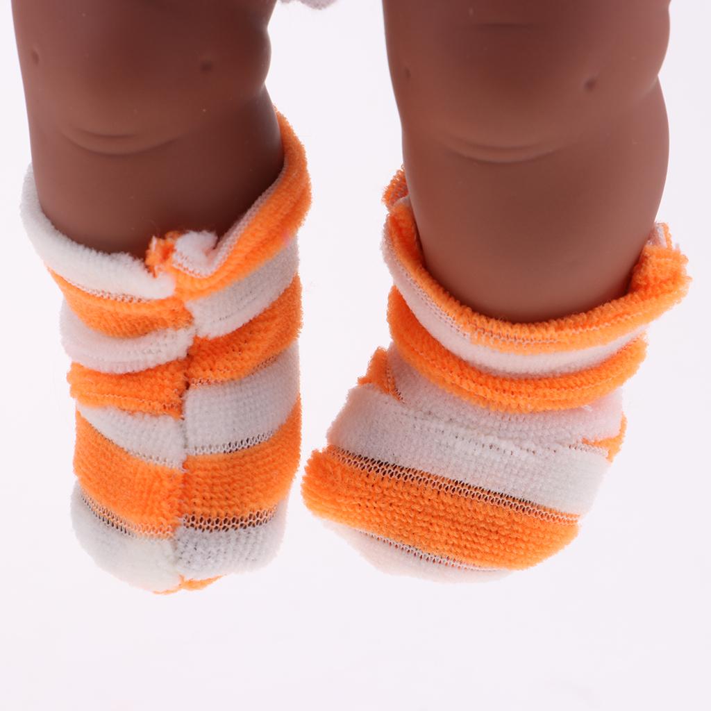 28cm Baby Doll Vinyl African Newborn Baby in Orange Striped Hat Scarf Socks