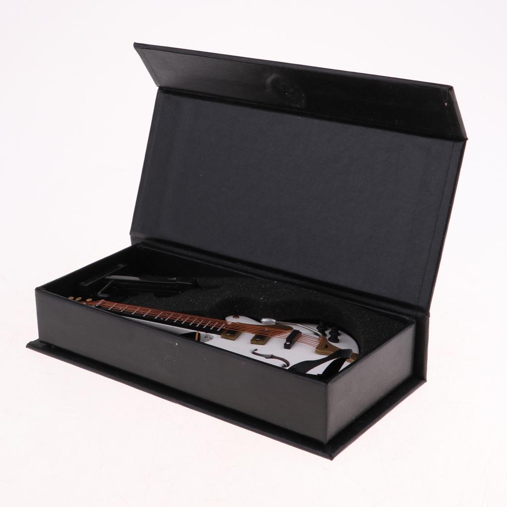 Handmade 1/8 Scale Dollhouse Miniature Wooden Guitar Model Decor White