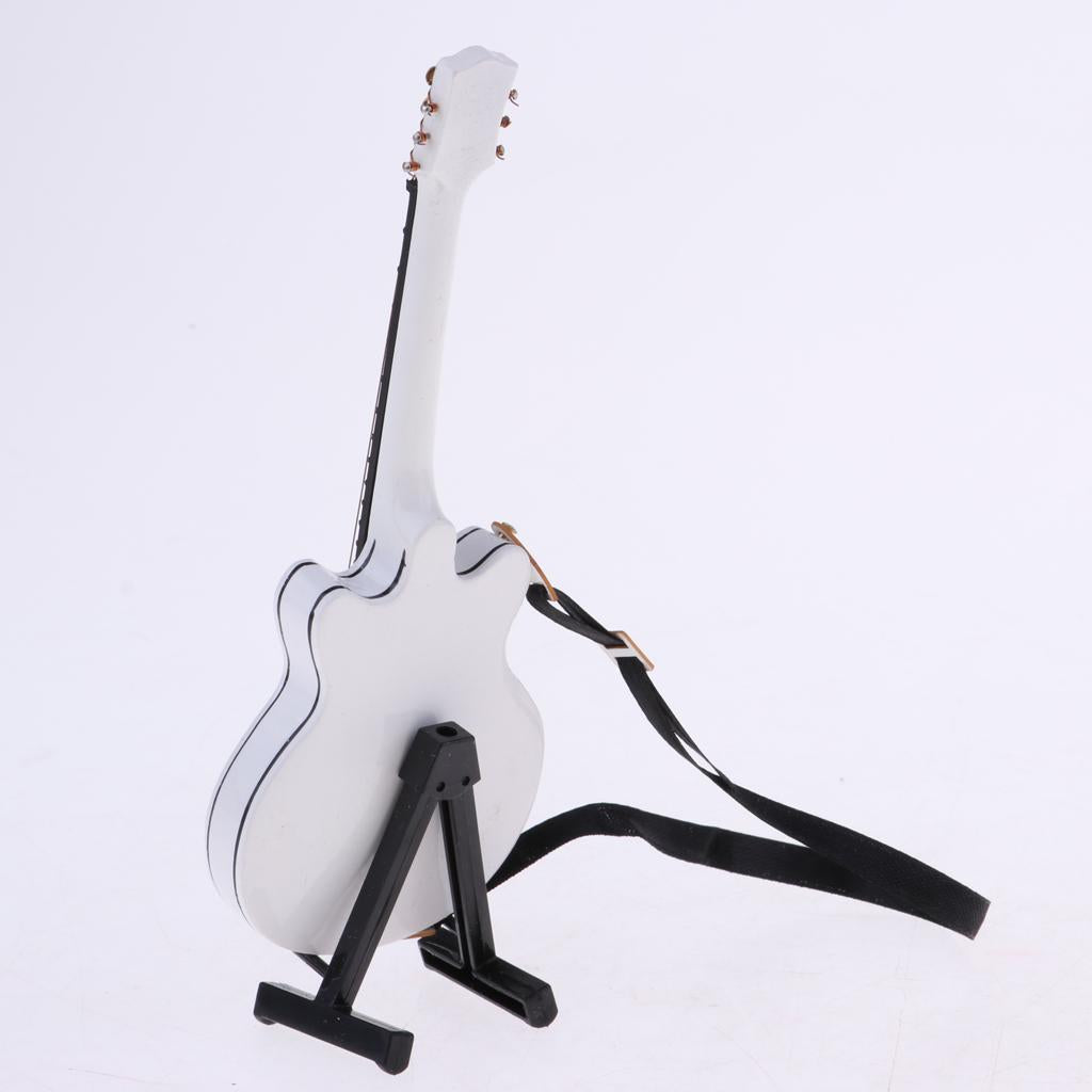 Handmade 1/8 Scale Dollhouse Miniature Wooden Guitar Model Decor White
