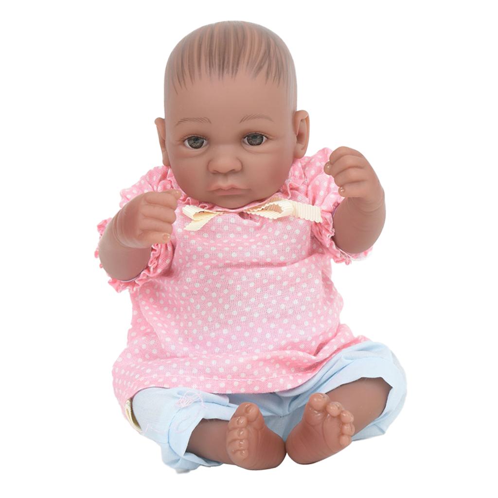 Lifelike 11inch Reborn Doll Full Silicone Newborn Baby Girl Doll Black Skin