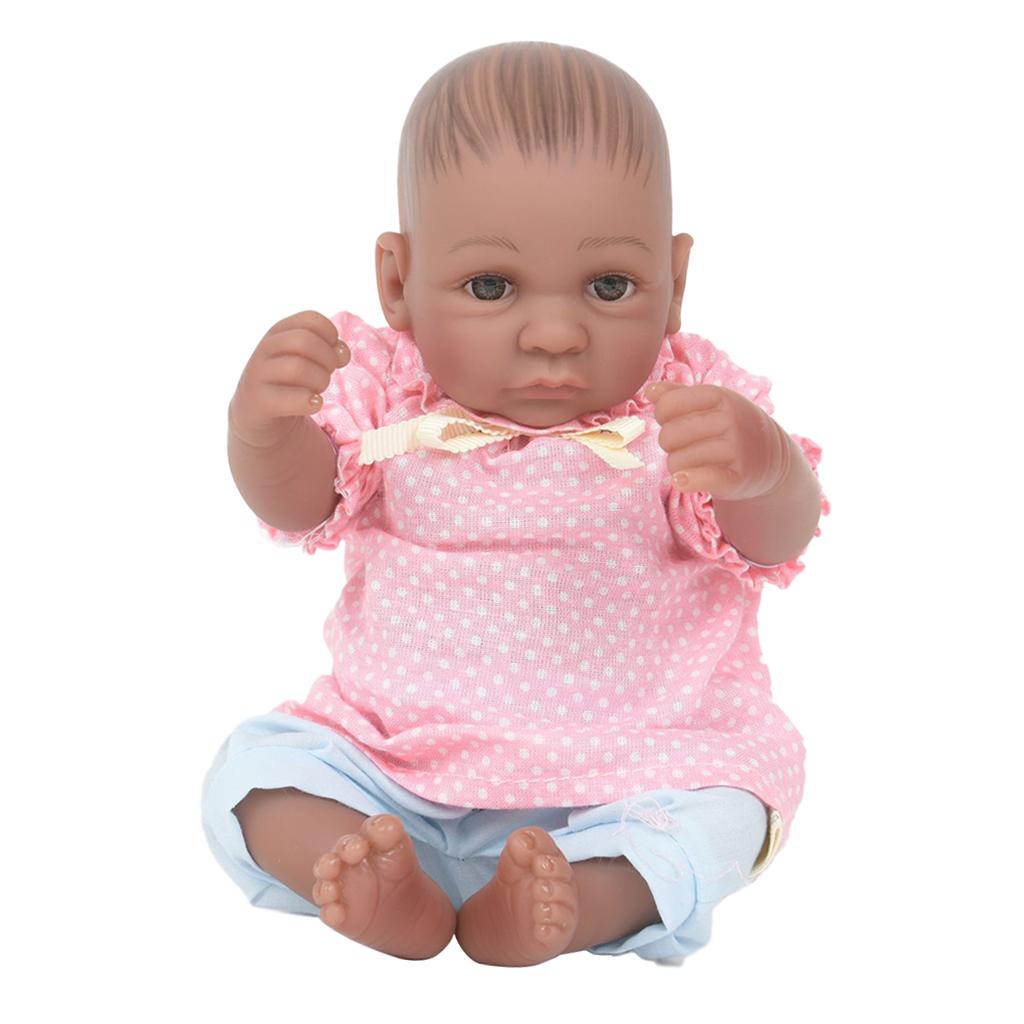 Lifelike 11inch Reborn Doll Full Silicone Newborn Baby Girl Doll Black Skin