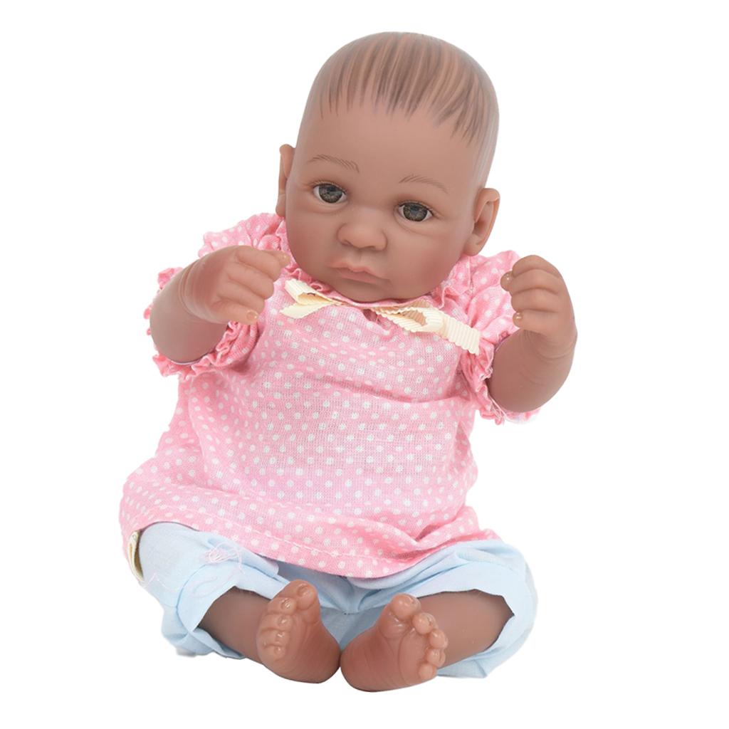 Lifelike 11inch Reborn Doll Full Silicone Newborn Baby Girl Doll Black Skin