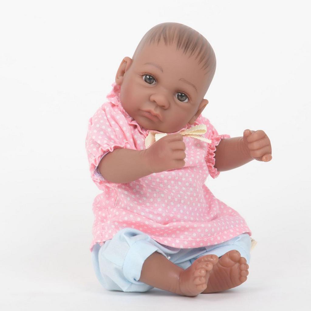 Lifelike 11inch Reborn Doll Full Silicone Newborn Baby Girl Doll Black Skin