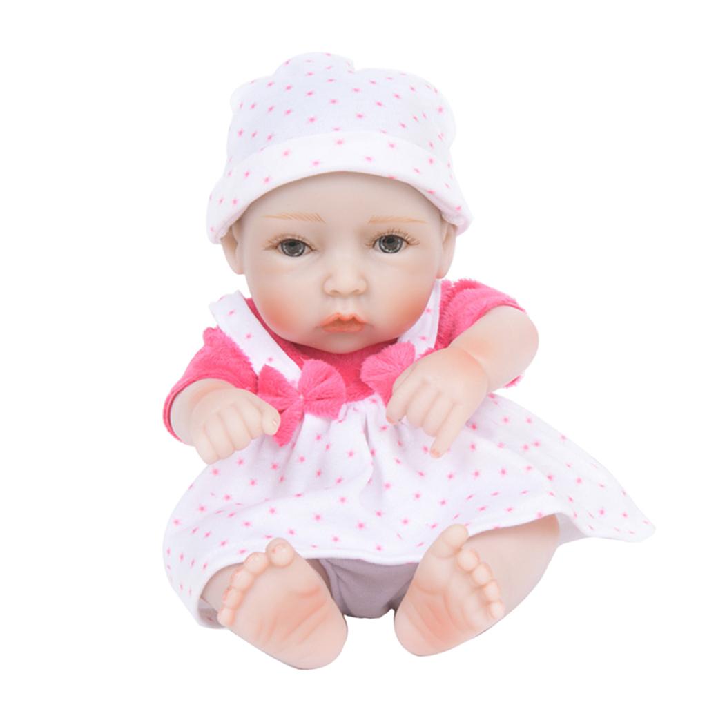 28cm Lifelike Vinyl Reborn Dolls Newborn Babies Doll Costume Alive Baby Pink