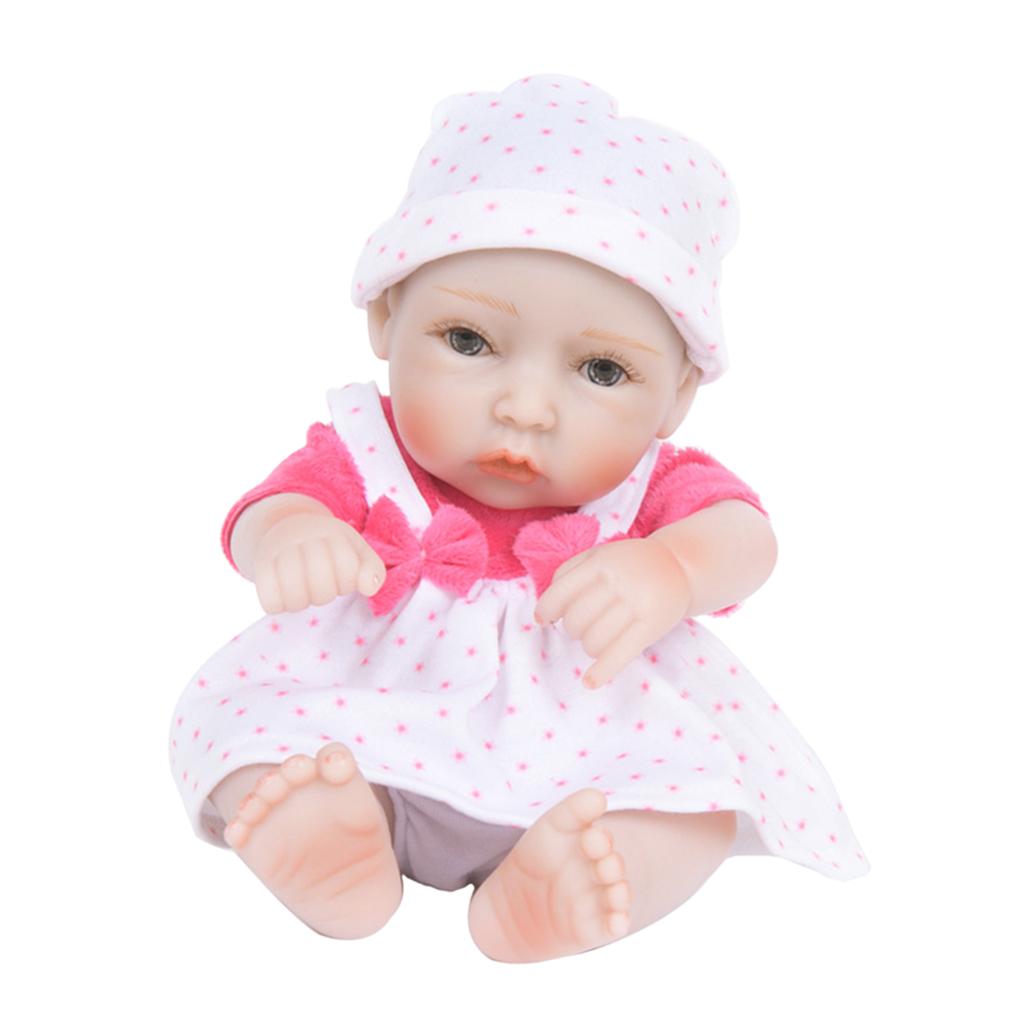 28cm Lifelike Vinyl Reborn Dolls Newborn Babies Doll Costume Alive Baby Pink