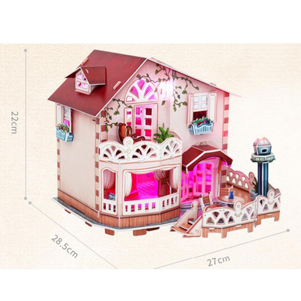 DIY Wooden Doll House Kit Miniature Villa Buildings with Furniture LED Light