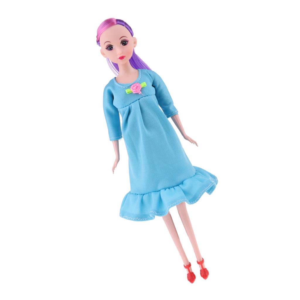 1/6 Scale Pregnant Mom Doll Baby In Her Tummy Kids Pretend Play Toy Blue