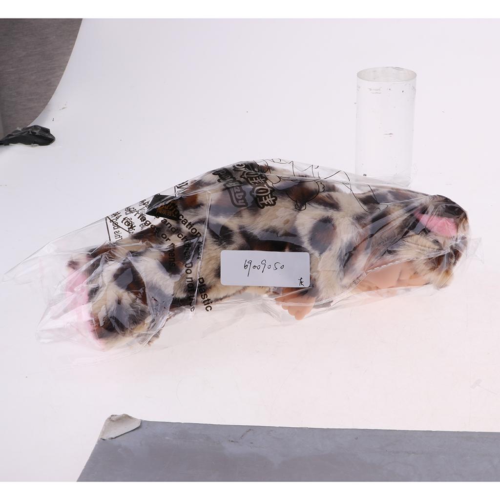 25cm Lifelike Stuffed Reborn Sleep Plush Baby Doll w/ Leopard Clothes Toys