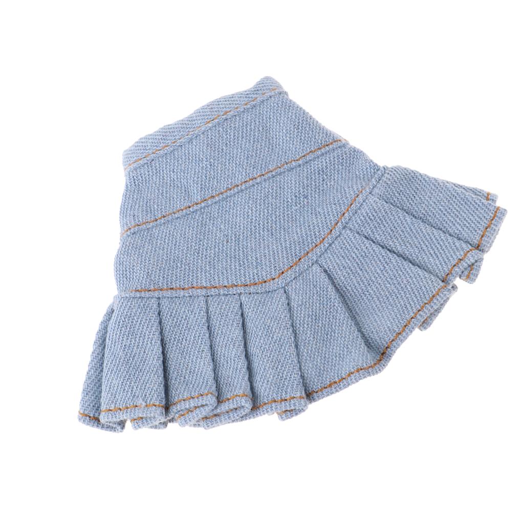 Stylish Denim Miniskirt Outfits for Blythe Doll Casual Clothing Light Blue