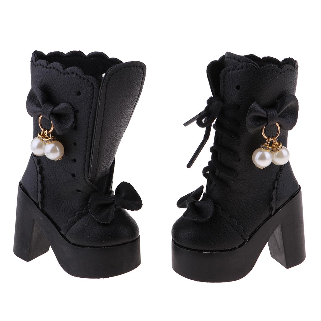 1/3 Bjd Fashion Doll High Heel Lace up Boots for Night Lolita Dolls Black