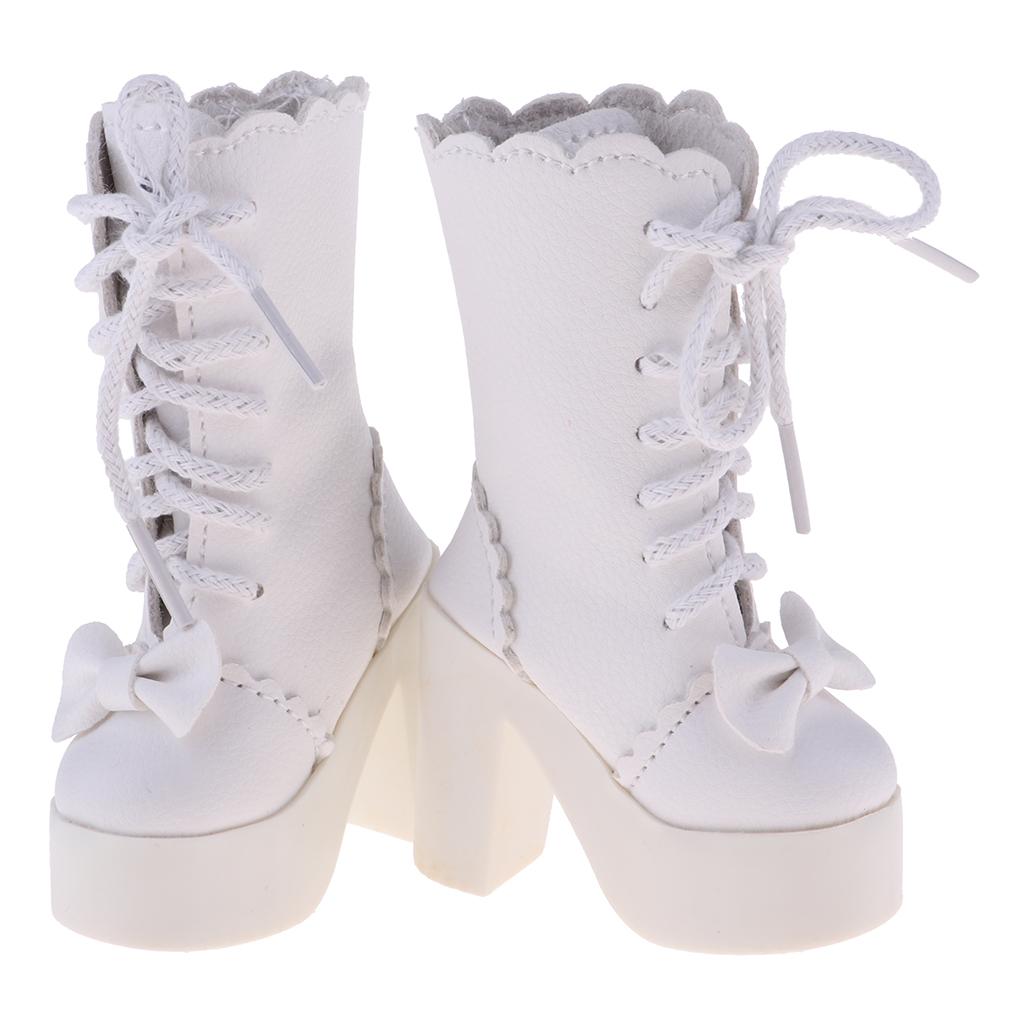 1/3 Bjd Fashion Doll High Heel Lace up Boots for Night Lolita Dolls White