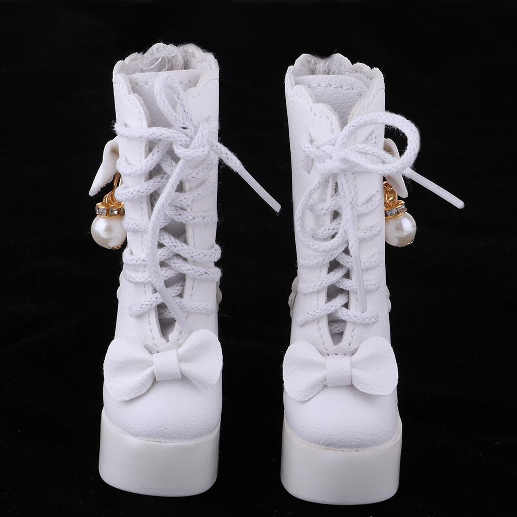1/3 Bjd Fashion Doll High Heel Lace up Boots for Night Lolita Dolls White