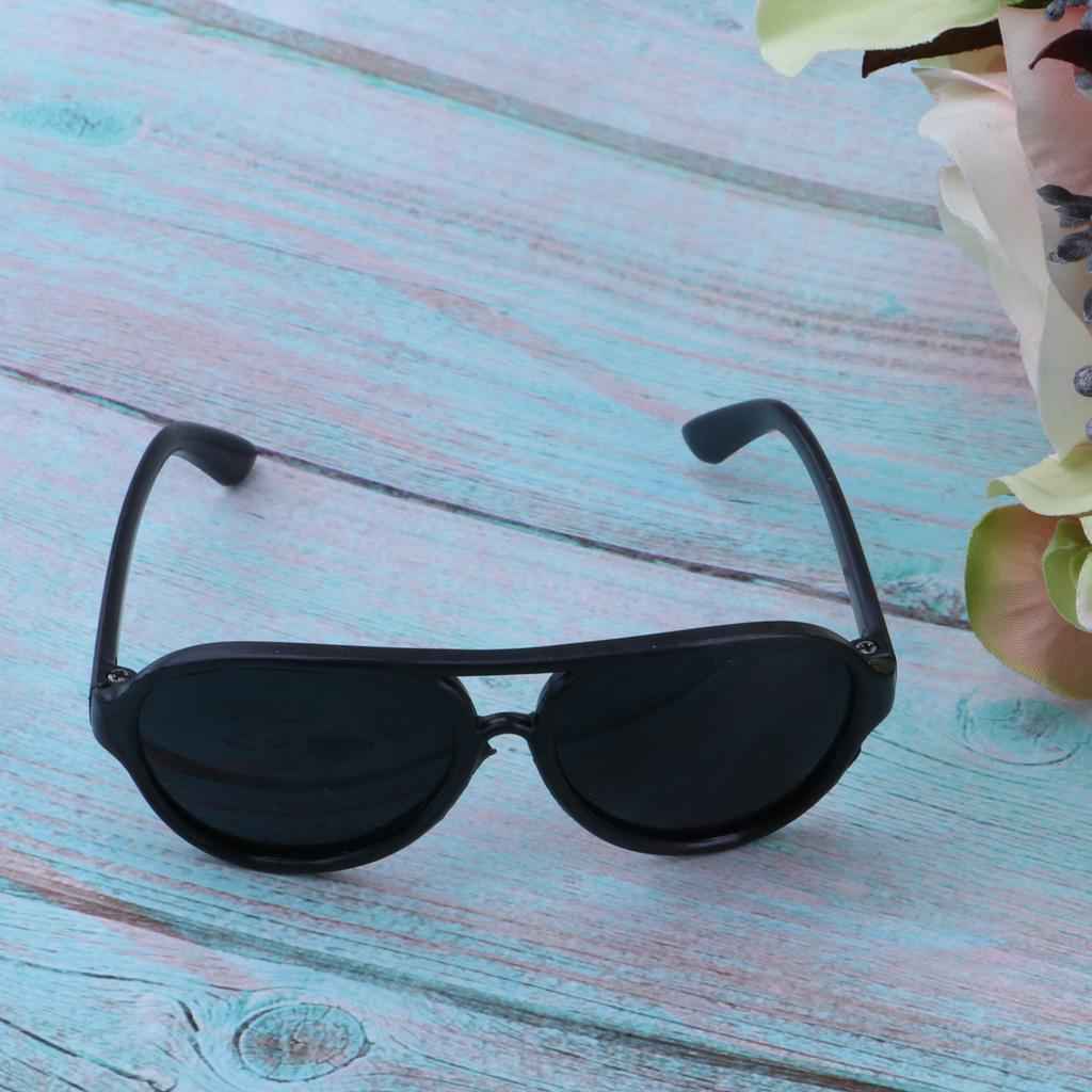 25cm Doll's Sunglasses Big Oval Shape Sunglasses Retro Frame Eyewear for Mellchan Dolls Black