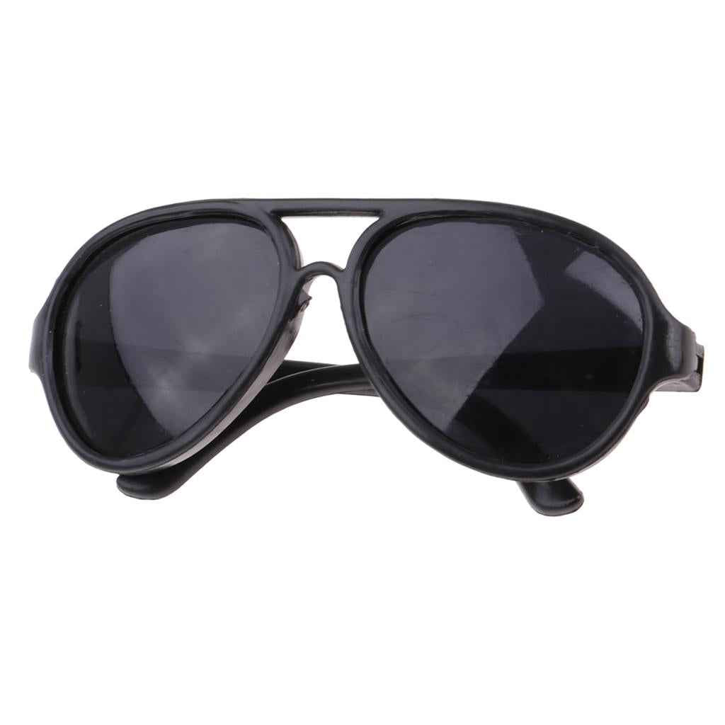 25cm Doll's Sunglasses Big Oval Shape Sunglasses Retro Frame Eyewear for Mellchan Dolls Black