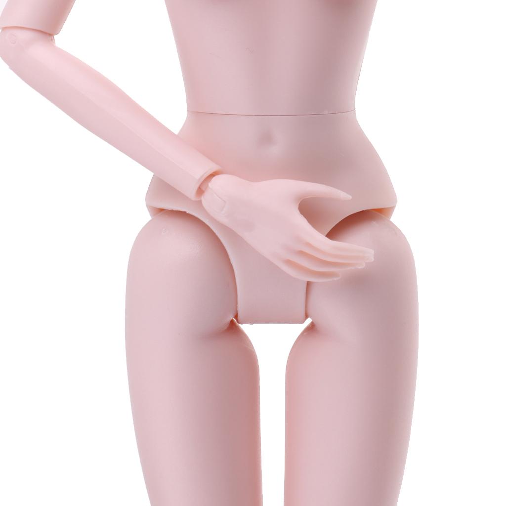 1/6 BJD Doll Pink Skin Tone Nude Body Girl Model with Black Straight Hair