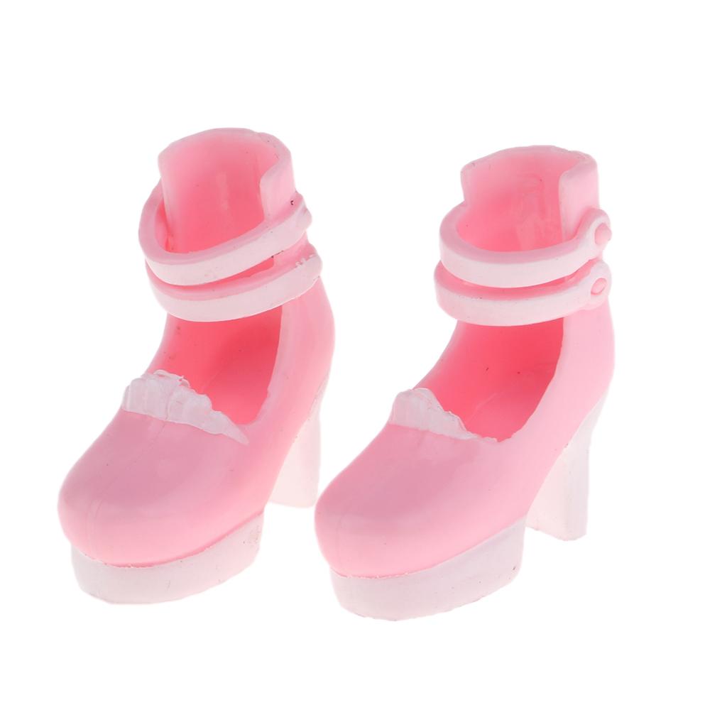 1/6 BJD Shoes Ankle Strap High Heels for Blythe Girl Clothes Accessory Pink
