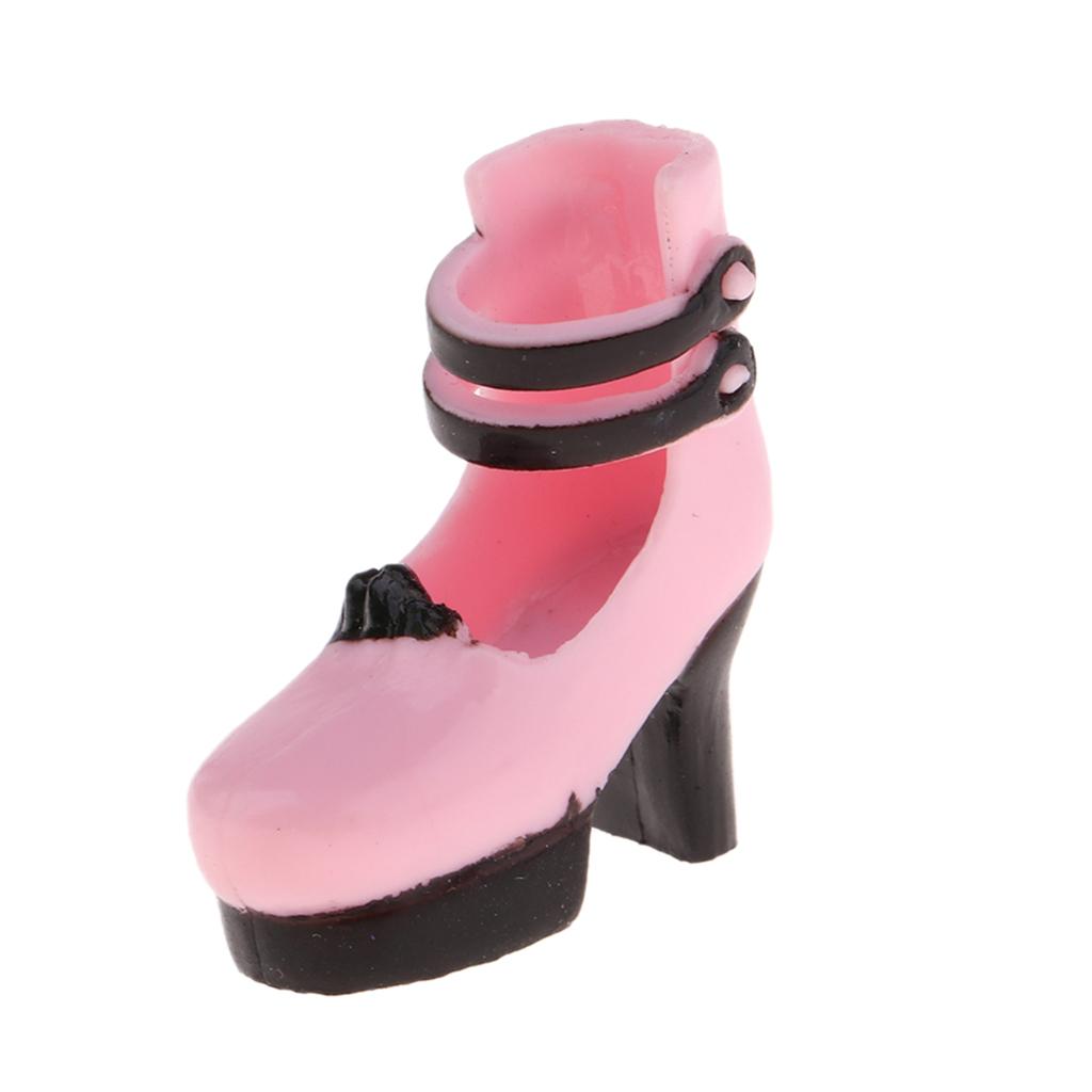 1/6 BJD Shoes Ankle Strap High Heels for Blythe Girl Outfits Accessory Black