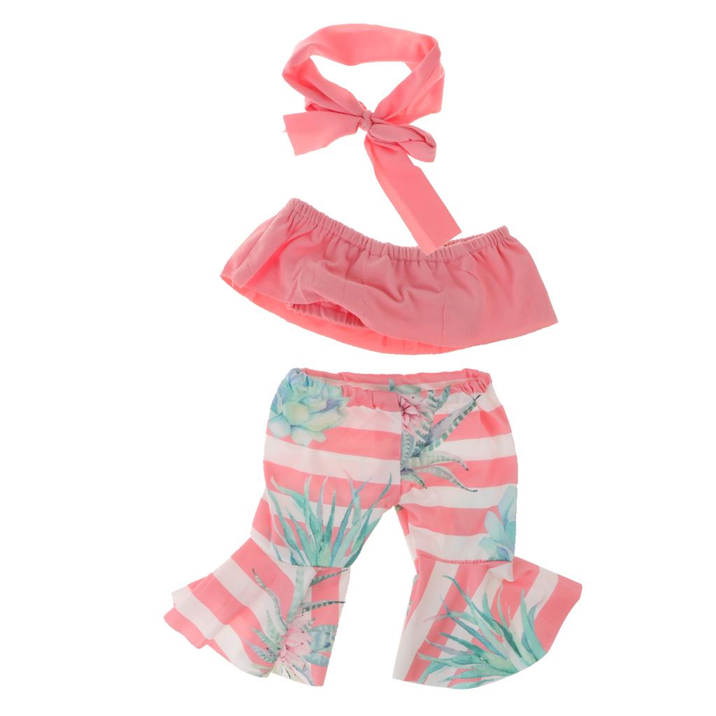 18'' Girl Doll Off-shoulder Bell Bottoms Set For Dolls Pink