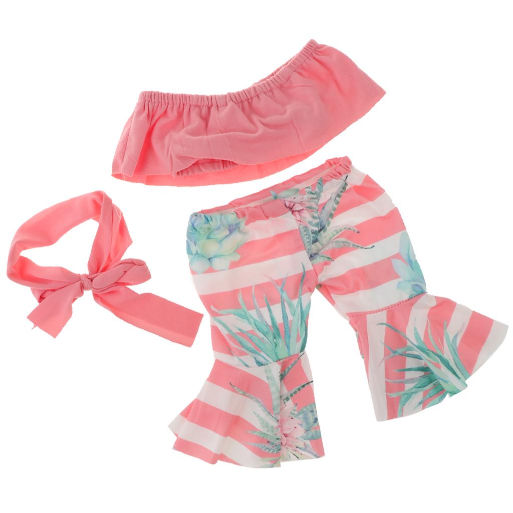 18'' Girl Doll Off-shoulder Bell Bottoms Set For Dolls Pink
