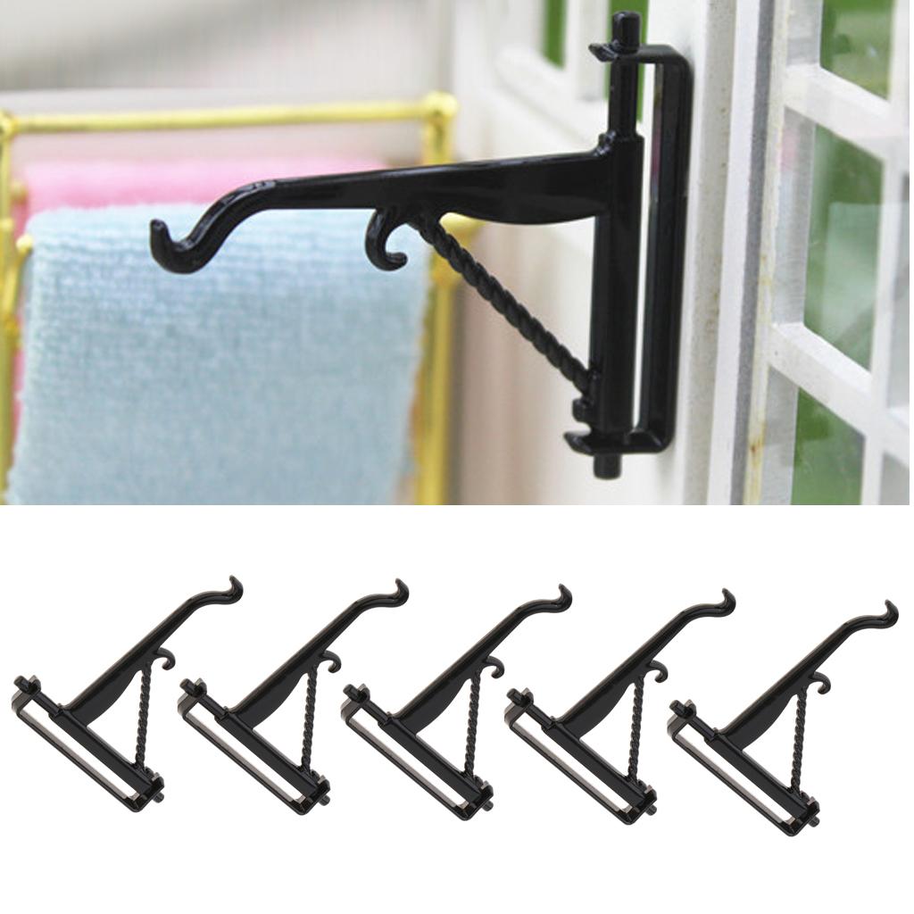 5 Pieces Alloy Black Wall Rack for 1/12 1/6 Dolls House Decor Accessories