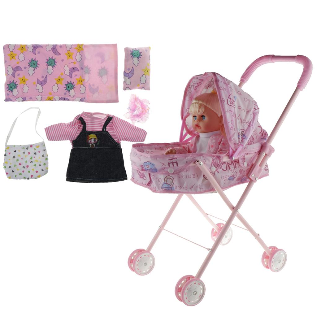 Mini Reborn Infant Doll Nursing Supplies - Newborn Baby Doll & Stroller Toys