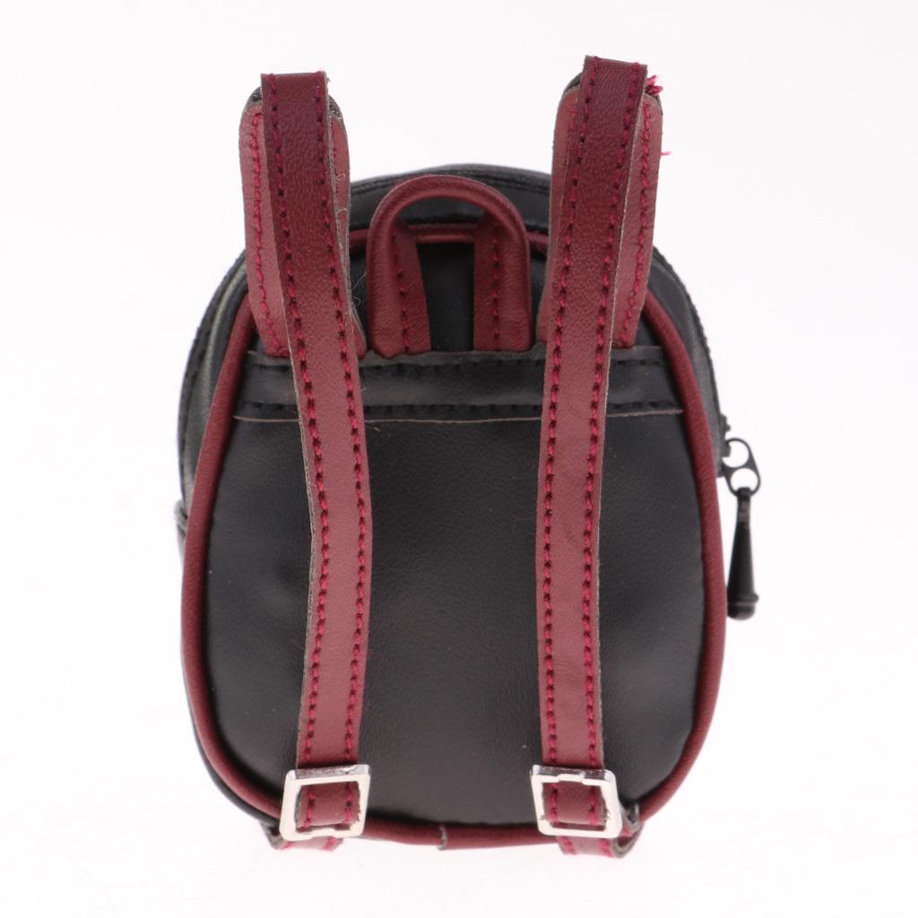 Doll Leather Zipper Backpack For 1/6 BJD Dolls Bag Accessories Black