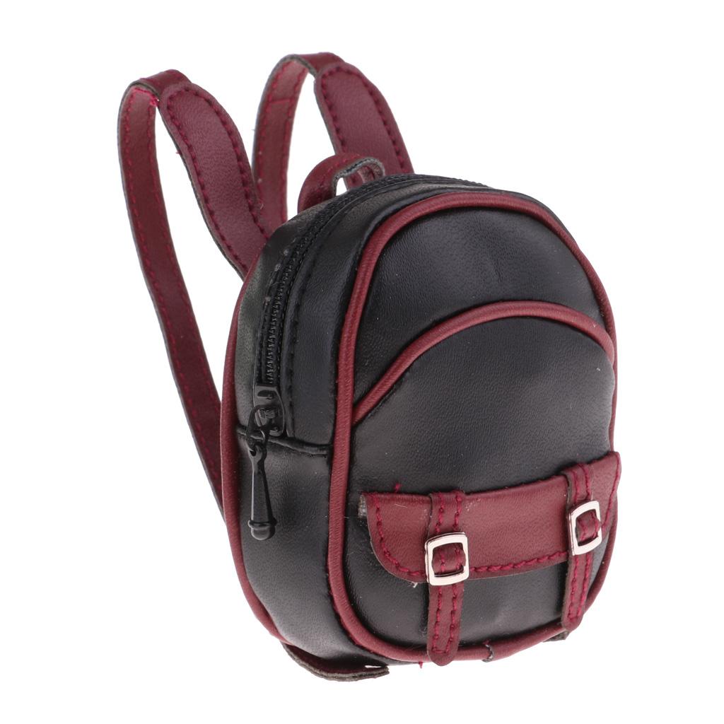 Doll Leather Zipper Backpack For 1/6 BJD Dolls Bag Accessories Black