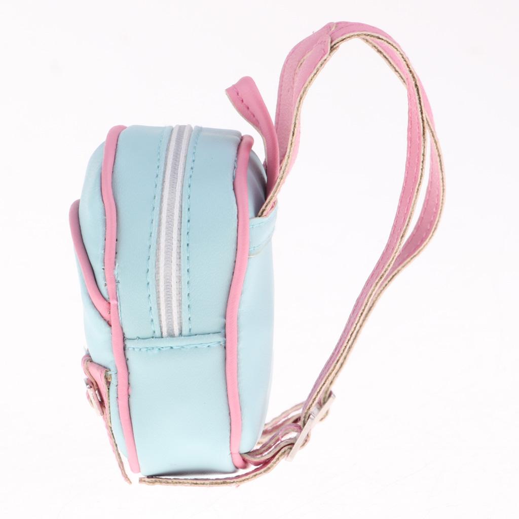 Doll Leather Zipper Backpack For 1/6 BJD Dolls Bag Accessories Blue
