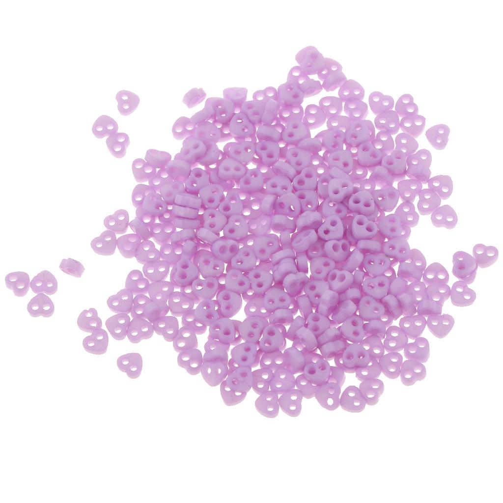 300pcs Heart Shapes Mini Buttons BJD Doll Clothes Accessories 4mm Purple