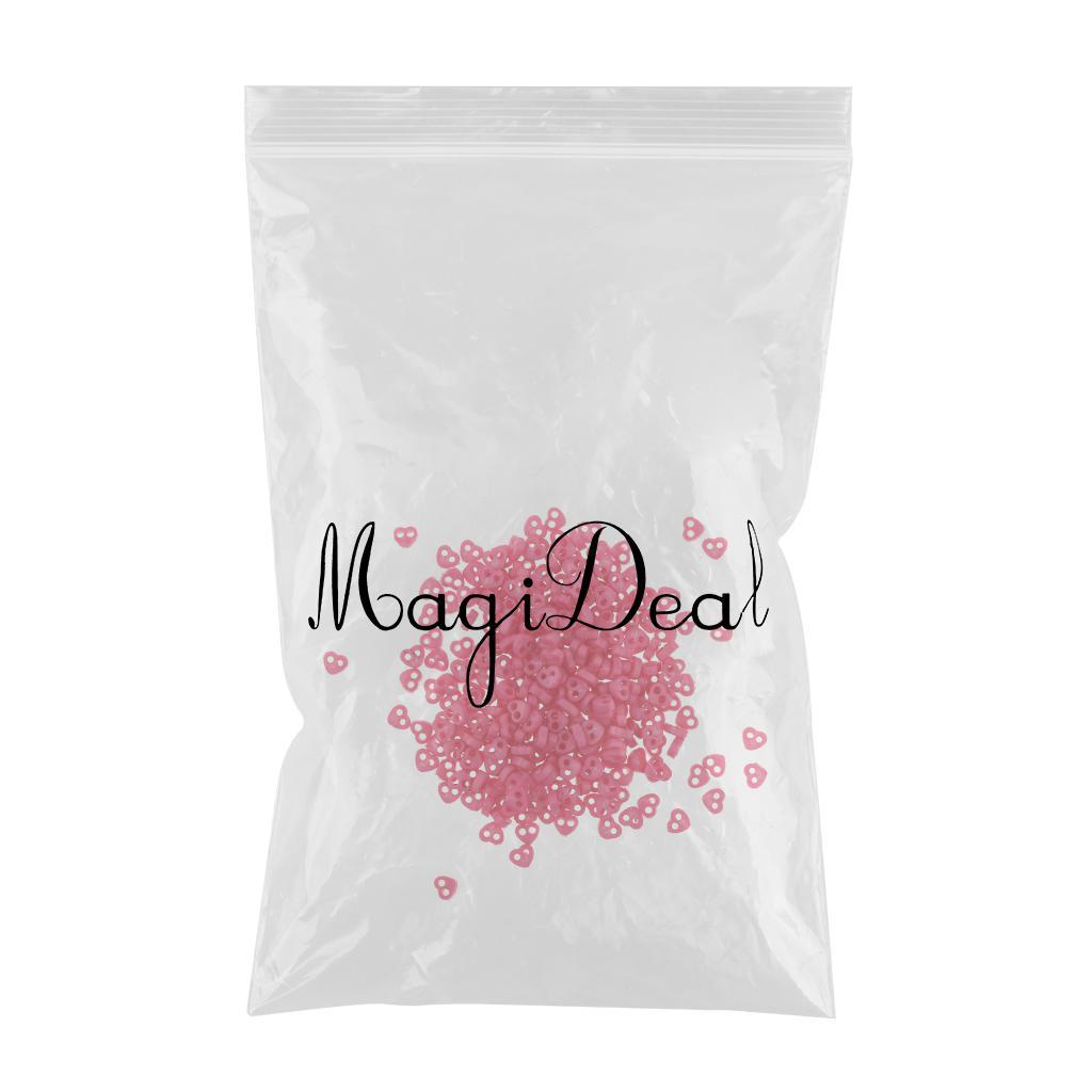 300pcs Heart Shapes Mini Buttons BJD Doll Clothes Accessories 4mm Rose Red