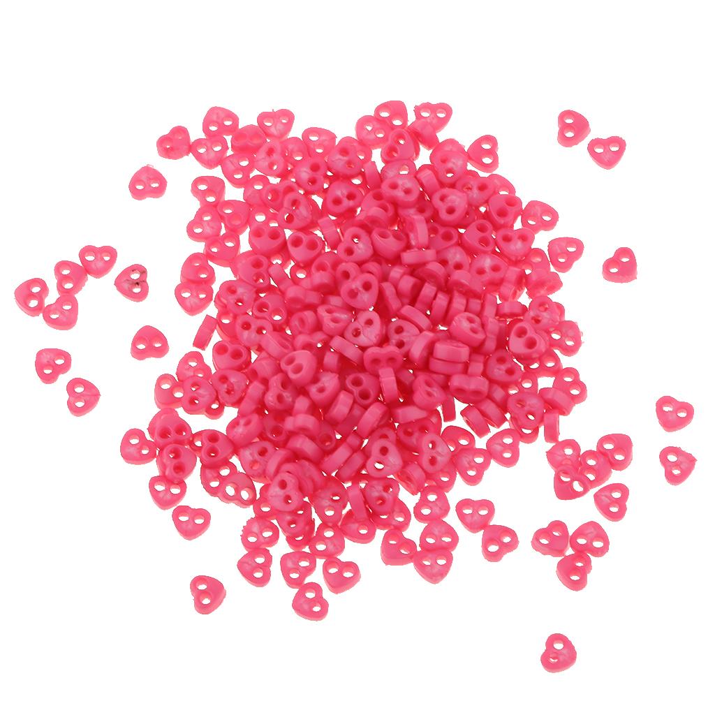 300pcs Heart Shapes Mini Buttons BJD Doll Clothes Accessories 4mm Rose Red