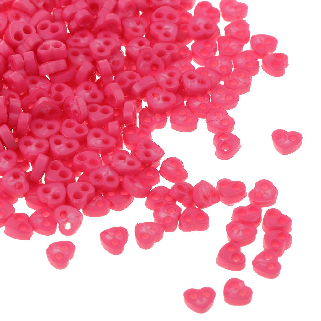 300pcs Heart Shapes Mini Buttons BJD Doll Clothes Accessories 4mm Rose Red